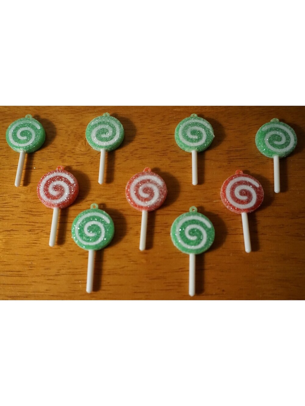 Lot of 9 Green Red Christmas Candy Cane Ornaments Lollipops Mini Tree Decoration